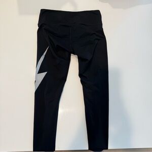 Sleek Black Leggings with Silver Lightning Detail